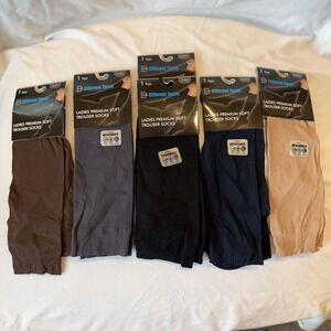 New Lot of 6 Different Touch Women's Trouser Socks Queen Nylon Spandex